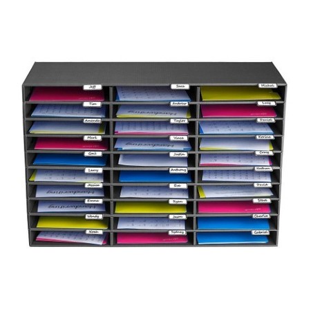 Adiroffice 30-Compartment Cardboard Literature File Organizer, Black ADI501-30-BLK